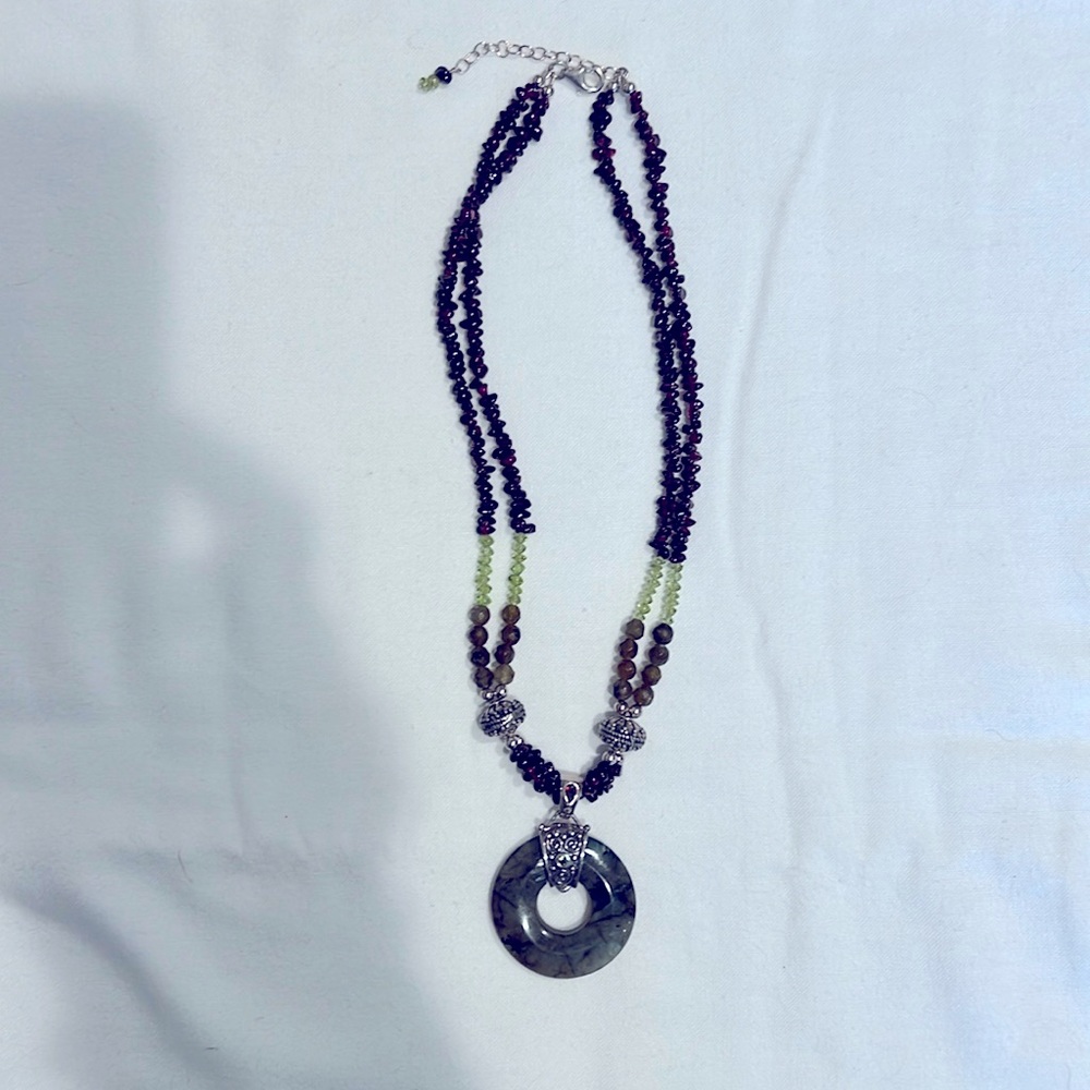 Necklace Red and Green Jade